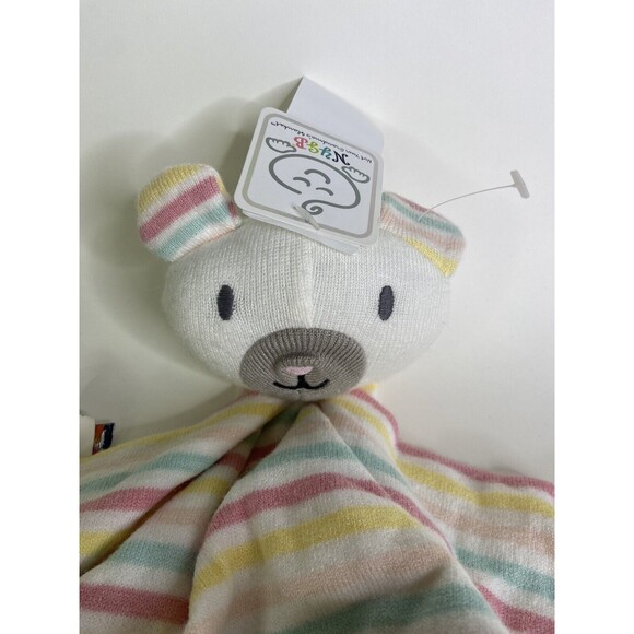 NYGB Not Your Grandma's Blanket Bear Pastel Striped Lovey Security Blanket Plush - Picture 3 of 7
